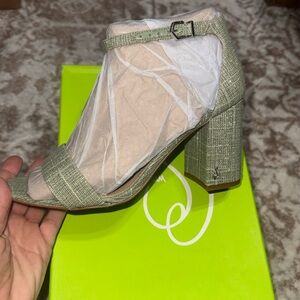 Sam Edelman Daniella Sandal in Jade Glitter Linen